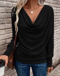 Атрактивна дамска блуза в черно - код 61021