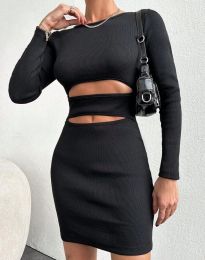 Атрактивна къса дамска рокля в черно - код 52007