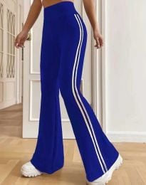 Моден дамски панталон с кант в синьо - код 61038
