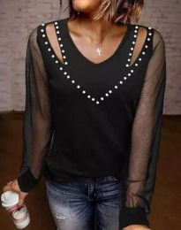 Атрактивна дамска блуза в черно - код 7428