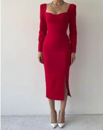 Стилна рокля в червено - код 37111