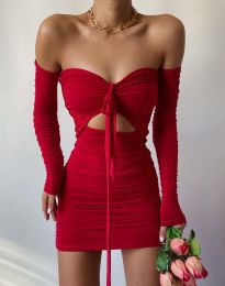 Екстравагантна дамска рокля в червено - код 21089