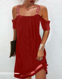 Къса дамска рокля в червено - код 9539