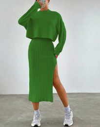 Атрактивна дамска рокля с допълнителна горна част в зелено - код 3287