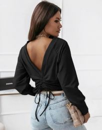 Дамска блуза с атрактивен гръб в черно - код 5007