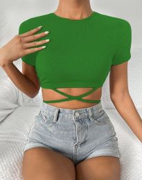 Къса дамска блуза в зелено - код 34388