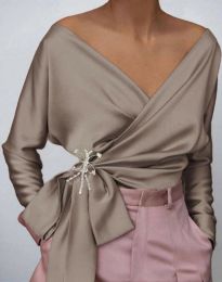 Официална дамска блуза в цвят капучино - код 36036