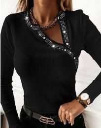 Кокетна дамска блуза в черно - код 72366