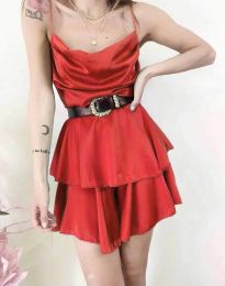 Кокетна дамска рокля в червено - код 0749
