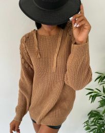 Дамски пуловер в цвят капучино - код 5634