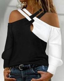 Атрактивна дамска блуза в черно и бяло - код 80041