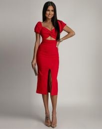 Атрактивна дамска рокля в червено - код 8774
