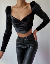 Къса дамска блуза в черно - код 10102