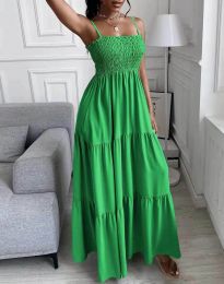 Дълга дамска рокля в зелено - код 6557