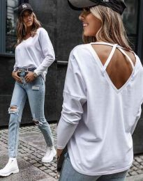 Дамска блуза с ефектен гръб в бяло - код 7380