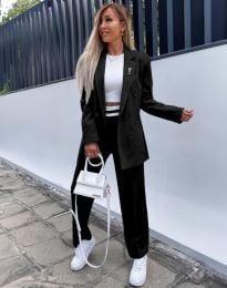 Моден дамски комплект сако и панталон в черно - код 209210