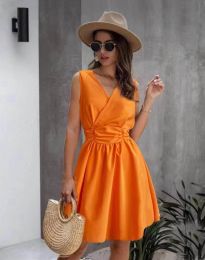 Изчистена дамска рокля в оранжево - код 7861