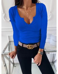 Изчистена дамска блуза в синьо - код 875