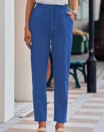 Атрактивен дамски панталон с връзки в синьо - код 50217