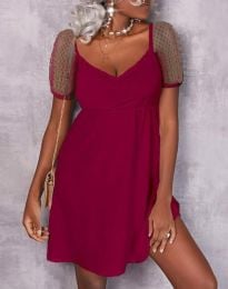 Атрактивна дамска рокля в цвят бордо - код 77374