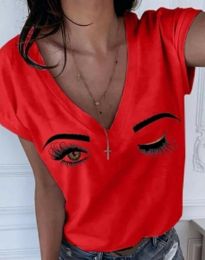 Атрактивна дамска тениска в червено - код 37566 - 1
