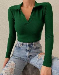 Дамска блуза в зелено с яка - код 0132
