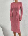 Дамска рокля с цепка в цвят пепел от рози - код 330950