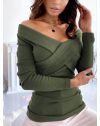 Екстравагантна дамска блуза в масленозелено  - код 0308