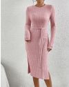 Дамска рокля с цепка в розово - код 33095