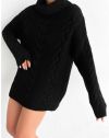 Дълъг дамски пуловер в черно - код 10966