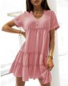Свободна къса рокля в розово - код 7205