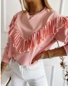 Дамска блуза с ресни в розово - код 12045