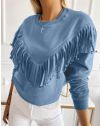 Дамска блуза с ресни в синьо - код 12045