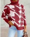 Атрактивен дамски пуловер в цвят бордо - код 1019