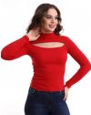 Изчистена дамска блуза в червено - код 10450