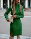 Дамска рокля с поло яка в зелено - код 7313