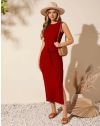 Дълга дамска рокля в червено - код 11650