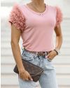Атрактивна дамска тениска в розово - код 52188
