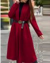 Дамско дълго палто в цвят бордо - код 1566