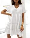 Свободна къса рокля в бяло - код 7205