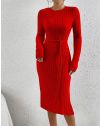 Дамска рокля с цепка в червено - код 330950