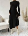 Асиметрична дамска рокля в черно - код 33155