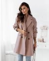 Стилно дамско палто в цвят пудра - код 5416