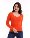 Изчистена дамска блуза в оранжево - код 0311
