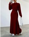 Дамска рокля с допълнителна горна част в цвят бордо - код 32999