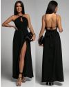 Дълга елегантна рокля в черно - код 9578