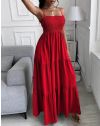 Дълга дамска рокля в червено - код 6557