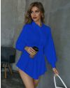 Дамска рокля тип риза в цвят синьо - код 60500