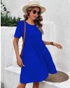 Атрактивна къса дамска рокля в синьо - код 30833