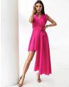 Атрактивна дамска рокля в цвят циклама - код 7454
